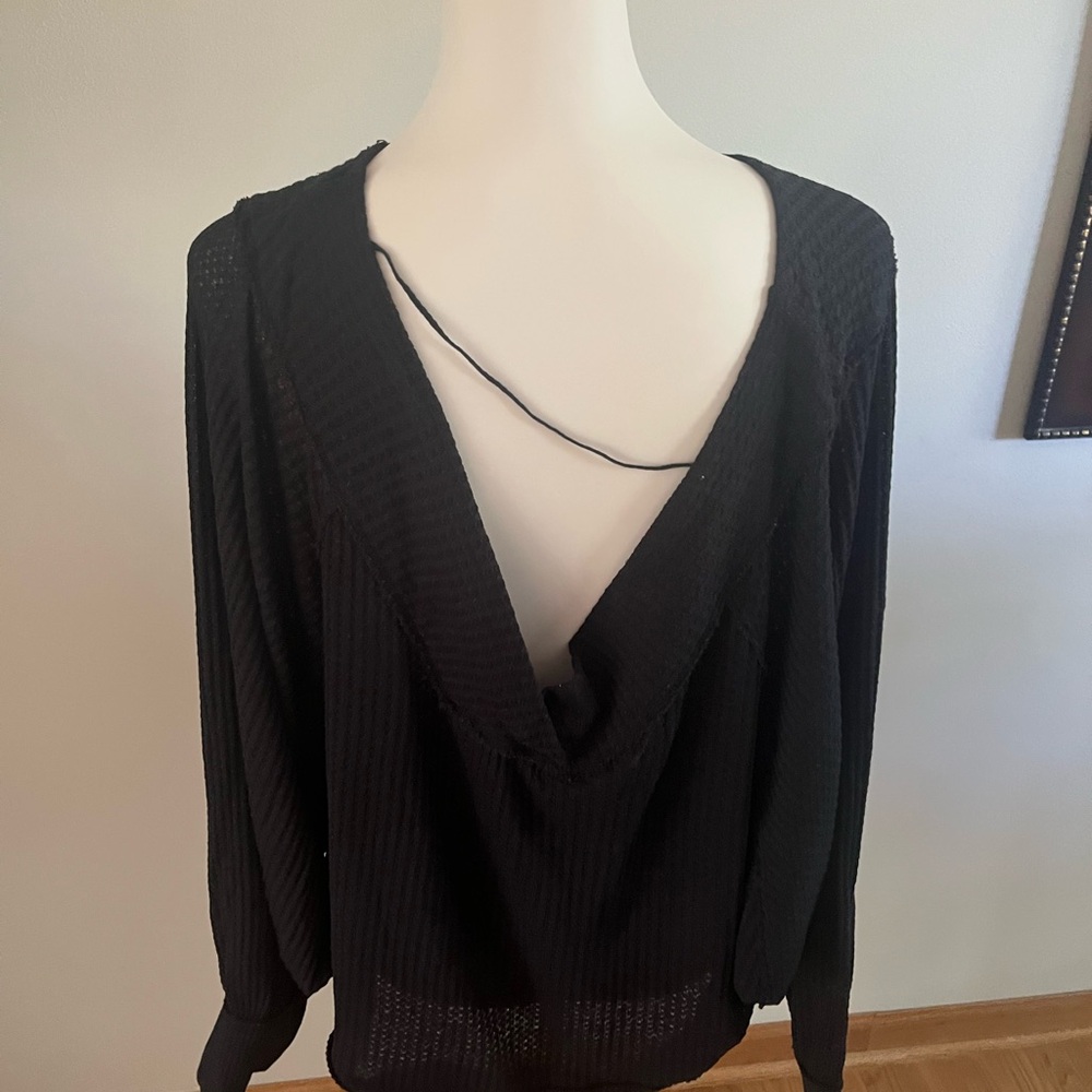 We the Free Love Me Thermal Black Low Back Sweater - Large - Picture 2 of 5